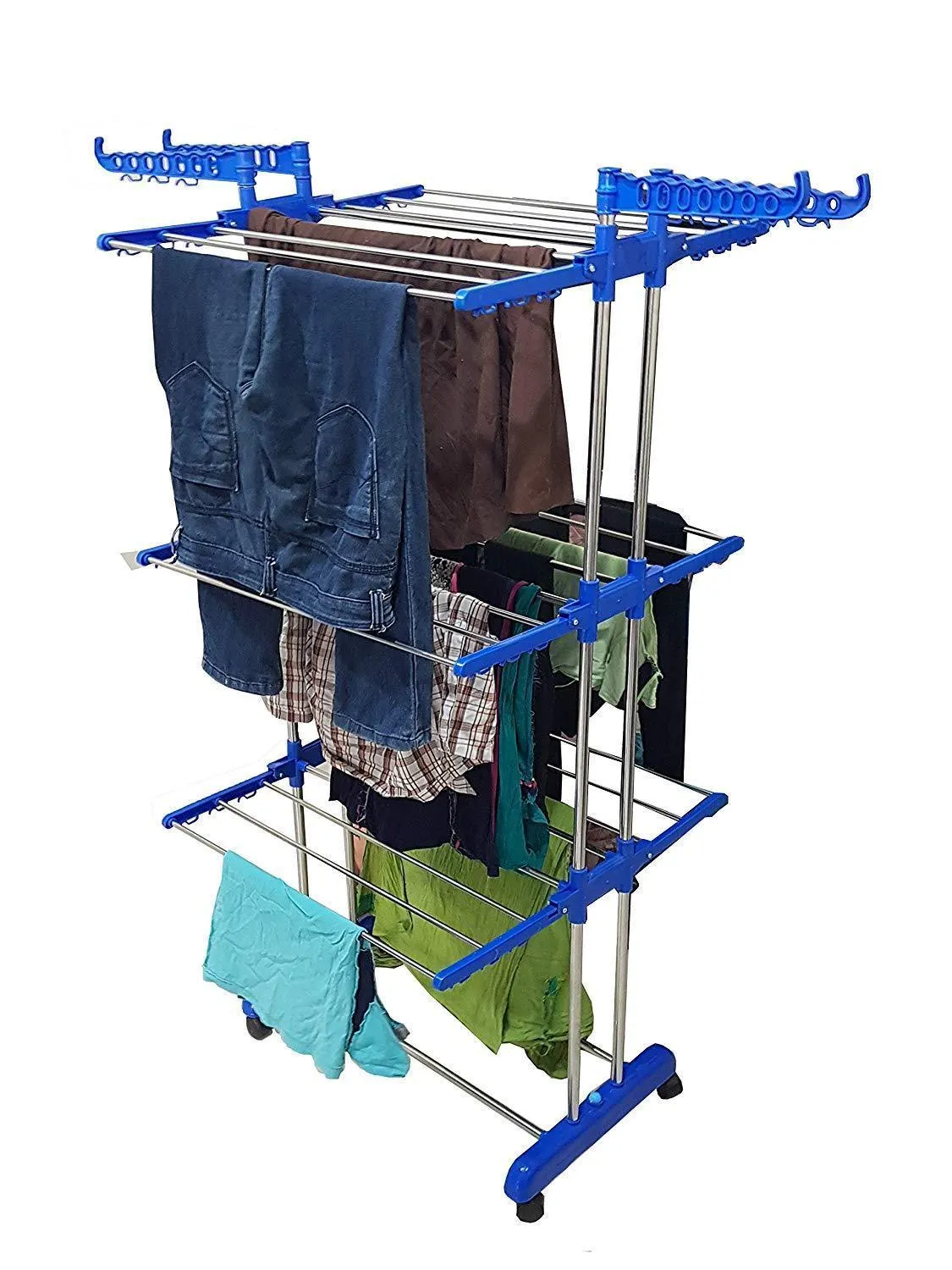 0733 Stainless Steel Double Pole 3 Layer Cloth Drying Stand