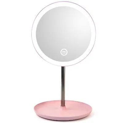 17.5*30cm pink LED vanity mirror bedside table with lamp vanity mirror bathroom desktop multi-function vanity mirror touch luminous AZ16887