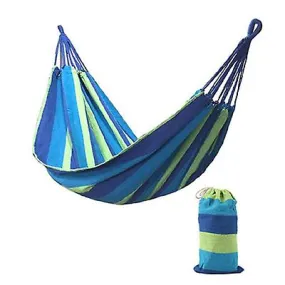 185 * 80cm blue Portable single swing hammock outdoor garden home travel camping striped rainbow swing canvas hammock AZ12016