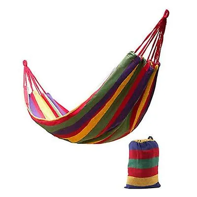 185 * 80cm blue Portable single swing hammock outdoor garden home travel camping striped rainbow swing canvas hammock AZ12016