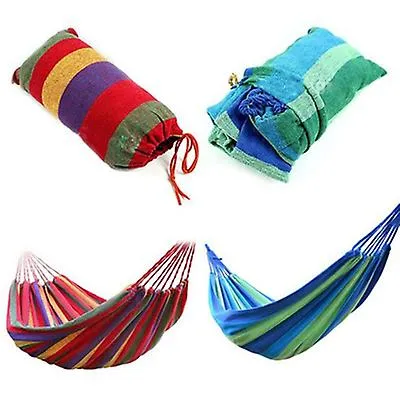 185 * 80cm blue Portable single swing hammock outdoor garden home travel camping striped rainbow swing canvas hammock AZ12016