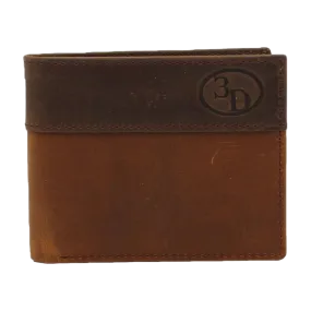 3D Men's Bifold Flip Tan & Brown Leather Wallet D250000108