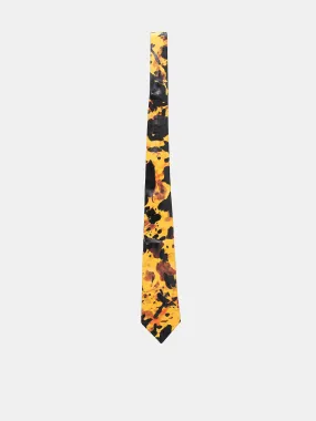 Abstract Leather Tie (762027V4O40-7670-ORANGE-WHITE)