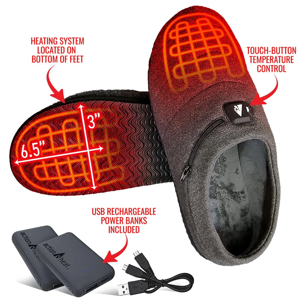 ActionHeat 5V Battery Heated Slippers