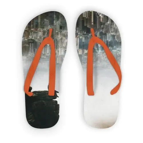 Adult Flip Flops with Custom Printed Fabric and Durable Non-Crumble Foam