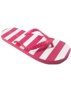 Alice Striped Print Flip Flops in Pink