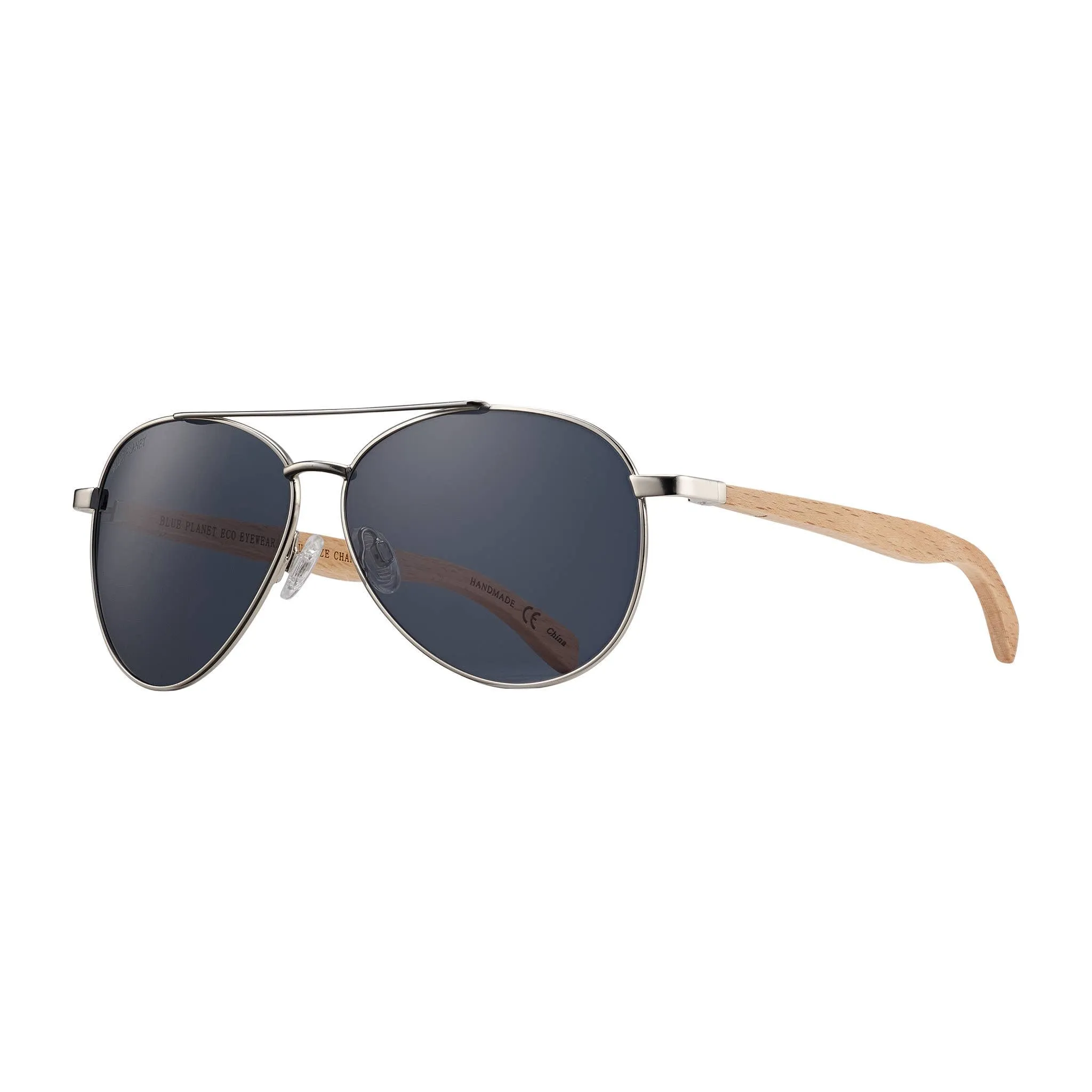 Amador - Matte Silver / Beechwood   Smoke Polarized Lens