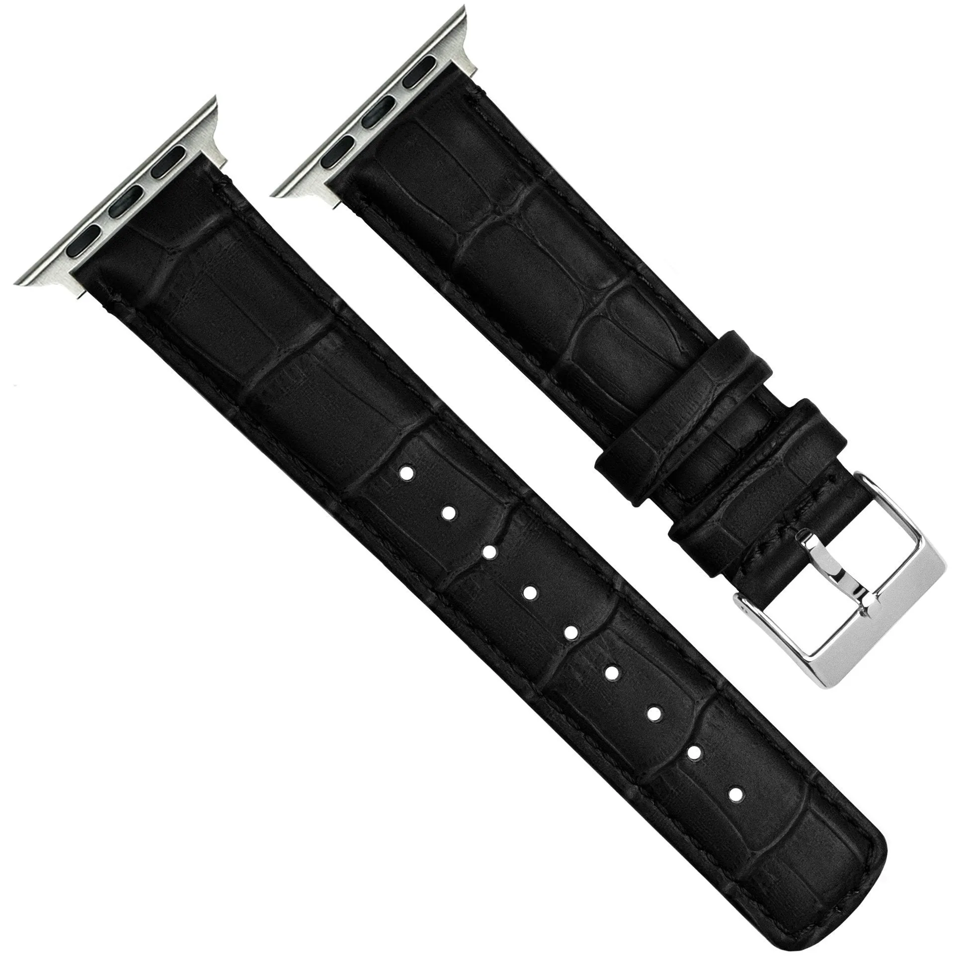 Apple Watch Black Alligator Grain Leather Watch Band