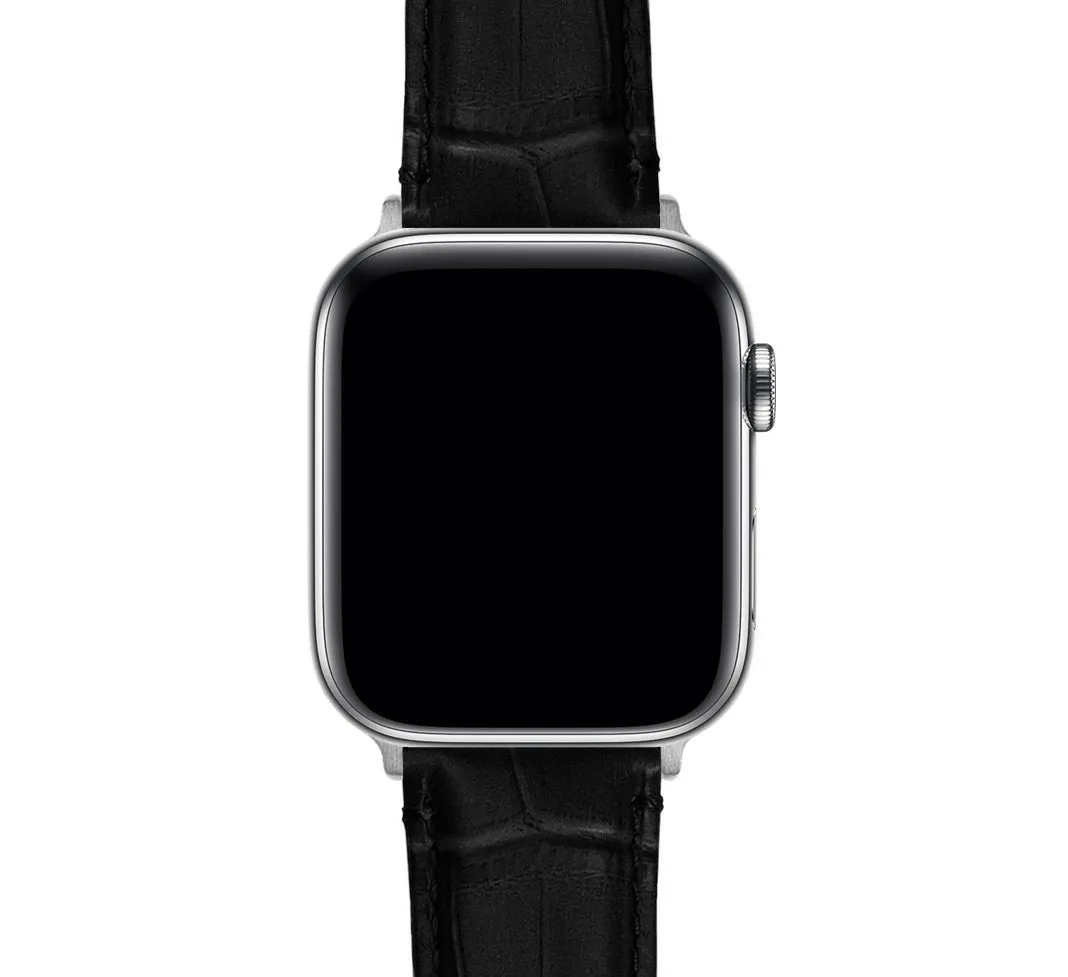 Apple Watch Black Alligator Grain Leather Watch Band