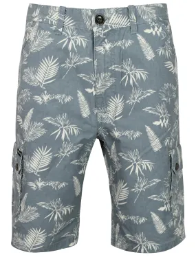 Aralia Cotton Cargo Shorts in Light Blue Tropics - Tokyo Laundry