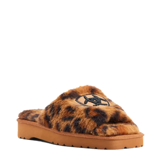 Ariat Ladies Cozy Fuzzy Leopard Print Square Toe Slippers AR2697-214