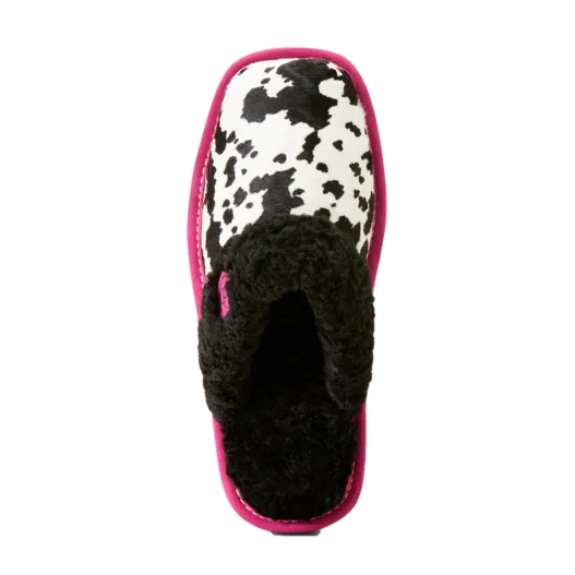 Ariat Ladies Jackie Pink Pony Cow Print Slippers AR2830-970