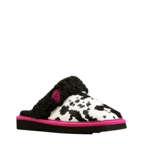 Ariat Ladies Jackie Pink Pony Cow Print Slippers AR2830-970