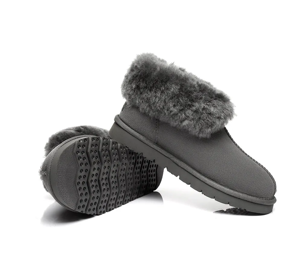 AUSTRALIAN SHEPHERD® UGG Double Face Sheepskin Wool Collar Ankle Slippers Mallow