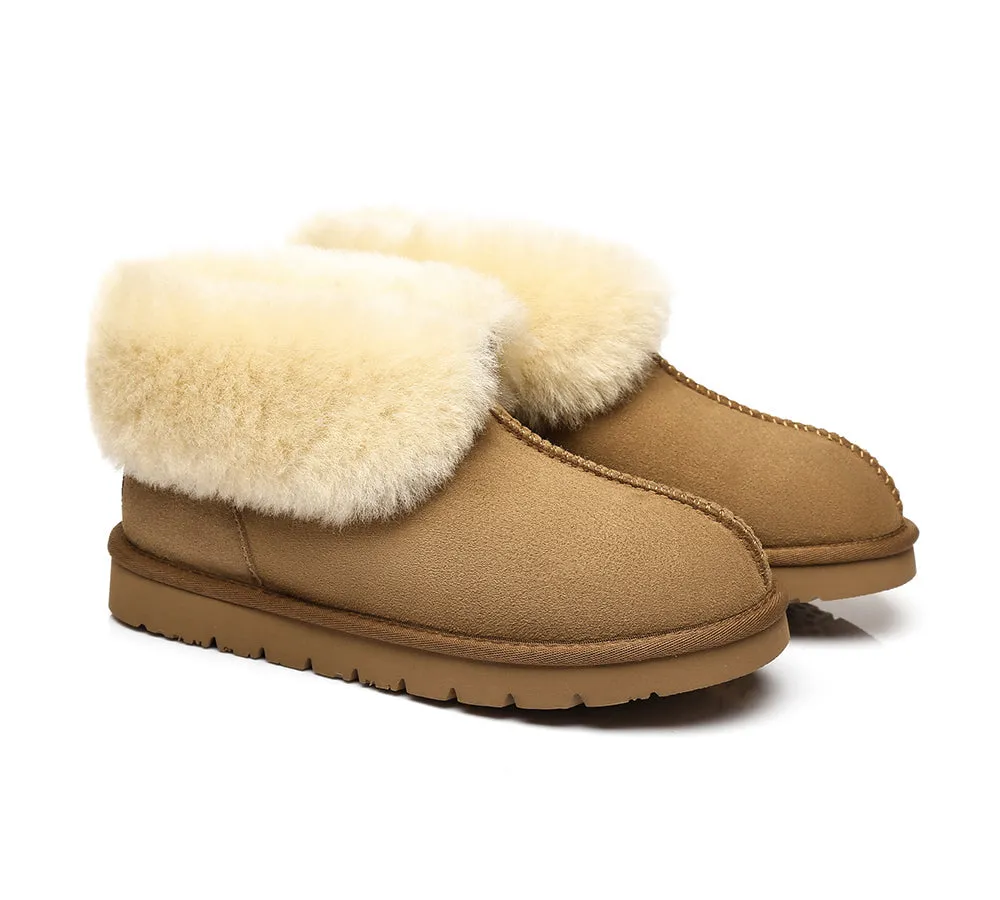 AUSTRALIAN SHEPHERD® UGG Double Face Sheepskin Wool Collar Ankle Slippers Mallow