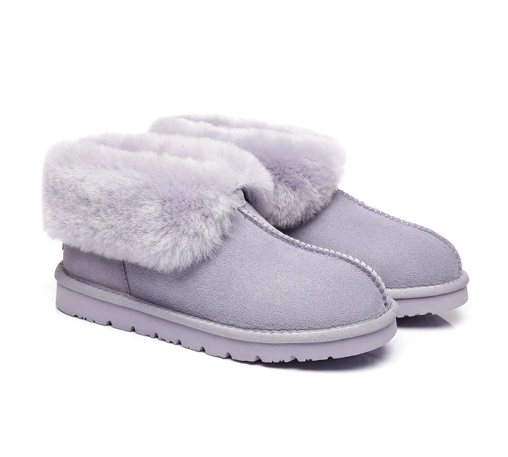 AUSTRALIAN SHEPHERD® UGG Double Face Sheepskin Wool Collar Ankle Slippers Mallow