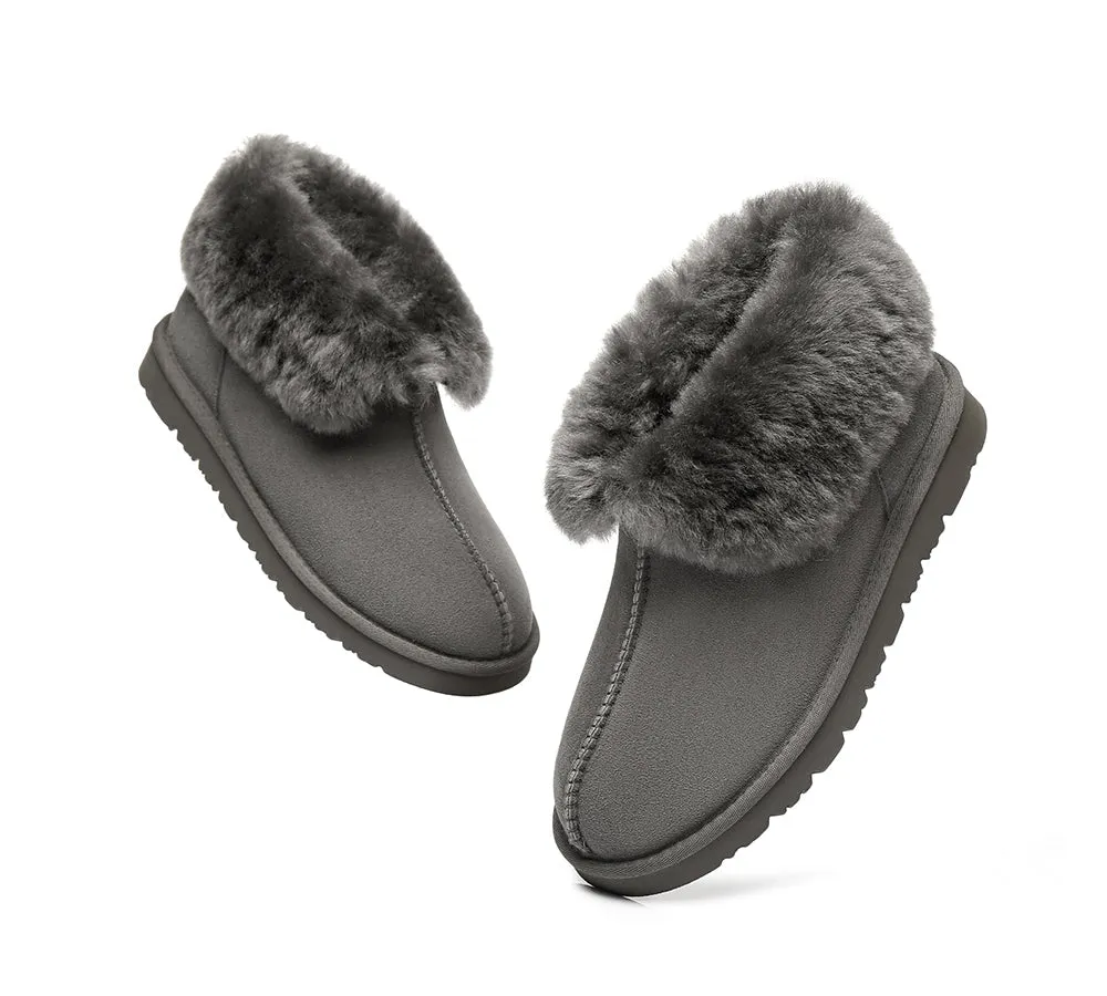 AUSTRALIAN SHEPHERD® UGG Double Face Sheepskin Wool Collar Ankle Slippers Mallow