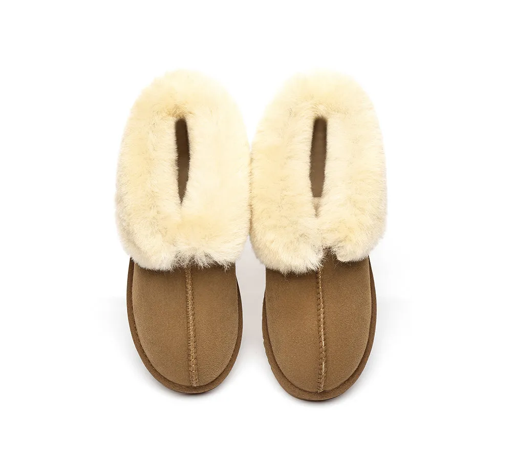 AUSTRALIAN SHEPHERD® UGG Double Face Sheepskin Wool Collar Ankle Slippers Mallow