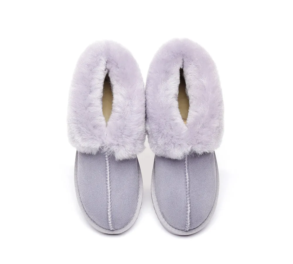 AUSTRALIAN SHEPHERD® UGG Double Face Sheepskin Wool Collar Ankle Slippers Mallow