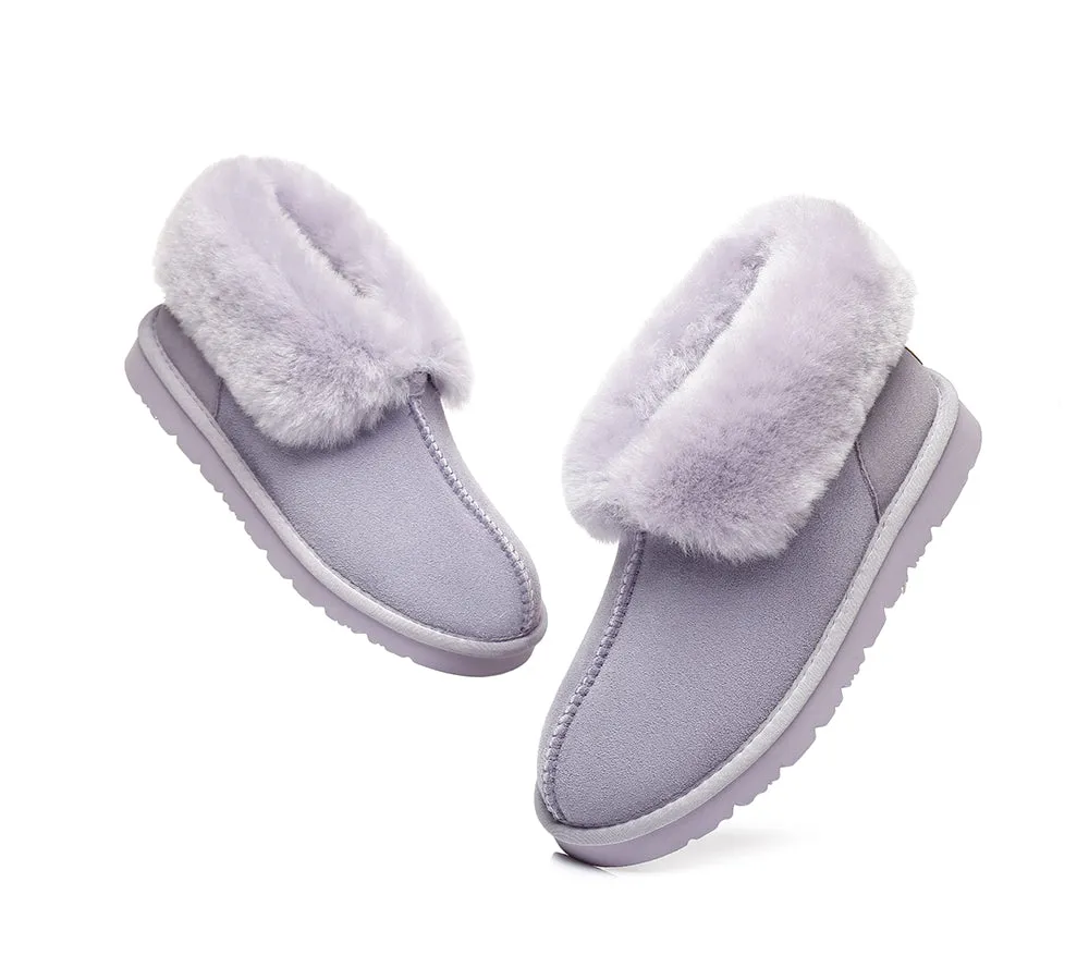 AUSTRALIAN SHEPHERD® UGG Double Face Sheepskin Wool Collar Ankle Slippers Mallow