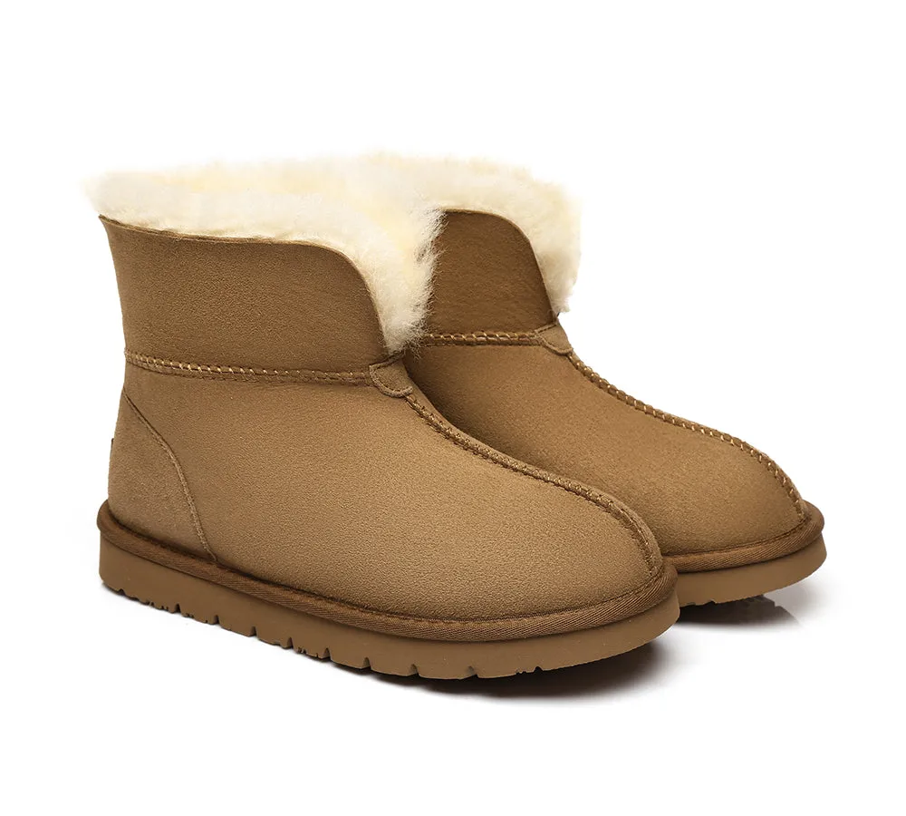 AUSTRALIAN SHEPHERD® UGG Double Face Sheepskin Wool Collar Ankle Slippers Mallow