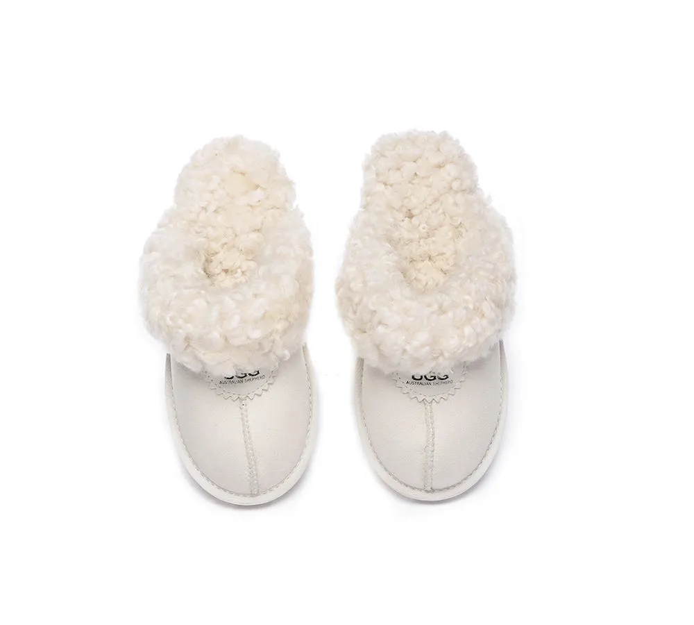 AUSTRALIAN SHEPHERD® UGG Double Faced Sheepskin Wool Slippers Waffle Curly