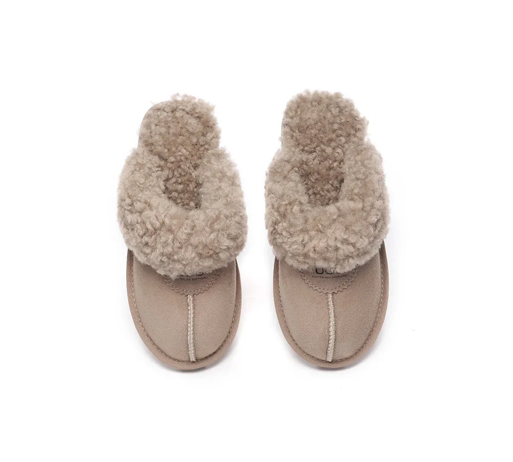 AUSTRALIAN SHEPHERD® UGG Double Faced Sheepskin Wool Slippers Waffle Curly