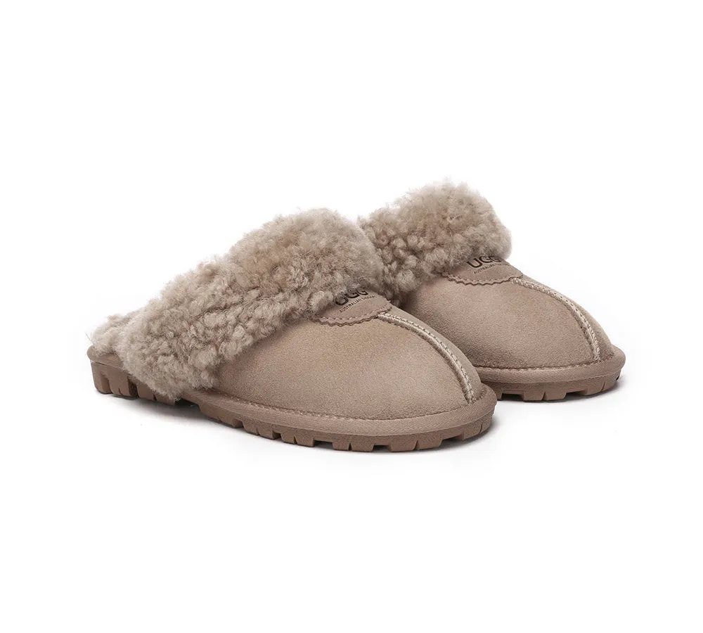 AUSTRALIAN SHEPHERD® UGG Double Faced Sheepskin Wool Slippers Waffle Curly