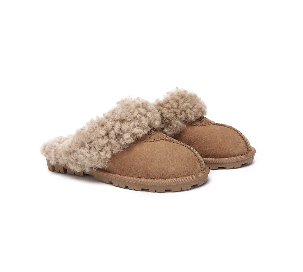 AUSTRALIAN SHEPHERD® UGG Double Faced Sheepskin Wool Slippers Waffle Curly