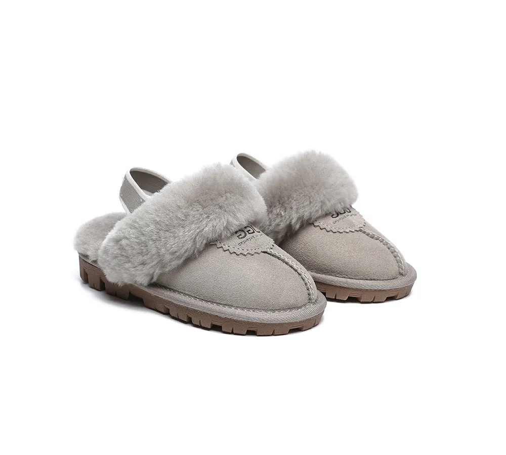 AUSTRALIAN SHEPHERD® UGG Kids Sheepskin Wool Slingback Slippers Waffle Plus