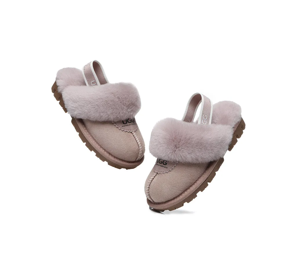 AUSTRALIAN SHEPHERD® UGG Kids Sheepskin Wool Slingback Slippers Waffle Plus