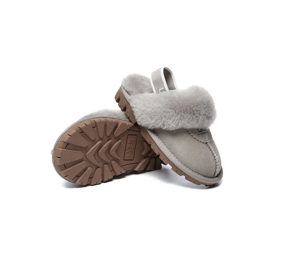 AUSTRALIAN SHEPHERD® UGG Kids Sheepskin Wool Slingback Slippers Waffle Plus