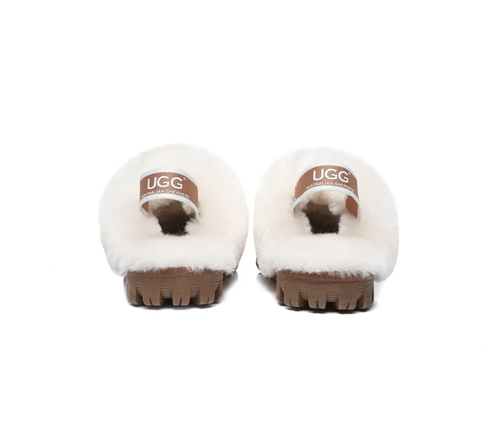 AUSTRALIAN SHEPHERD® UGG Kids Sheepskin Wool Slingback Slippers Waffle Plus