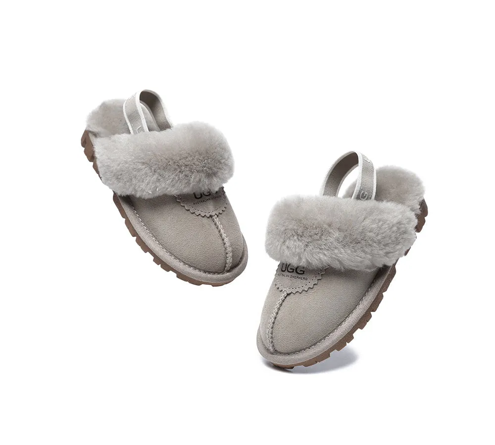 AUSTRALIAN SHEPHERD® UGG Kids Sheepskin Wool Slingback Slippers Waffle Plus