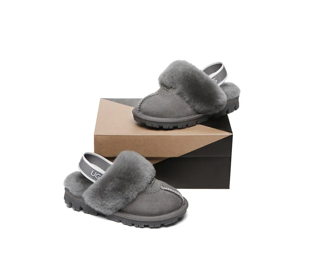 AUSTRALIAN SHEPHERD® UGG Kids Sheepskin Wool Slingback Slippers Waffle Plus