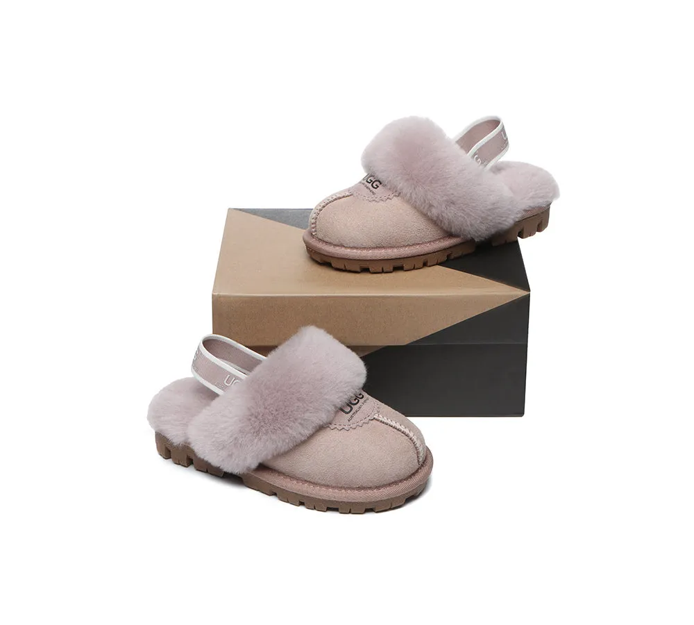 AUSTRALIAN SHEPHERD® UGG Kids Sheepskin Wool Slingback Slippers Waffle Plus