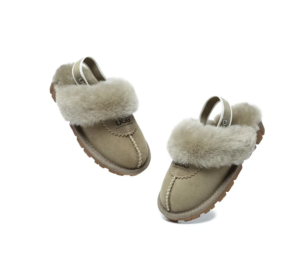 AUSTRALIAN SHEPHERD® UGG Kids Sheepskin Wool Slingback Slippers Waffle Plus