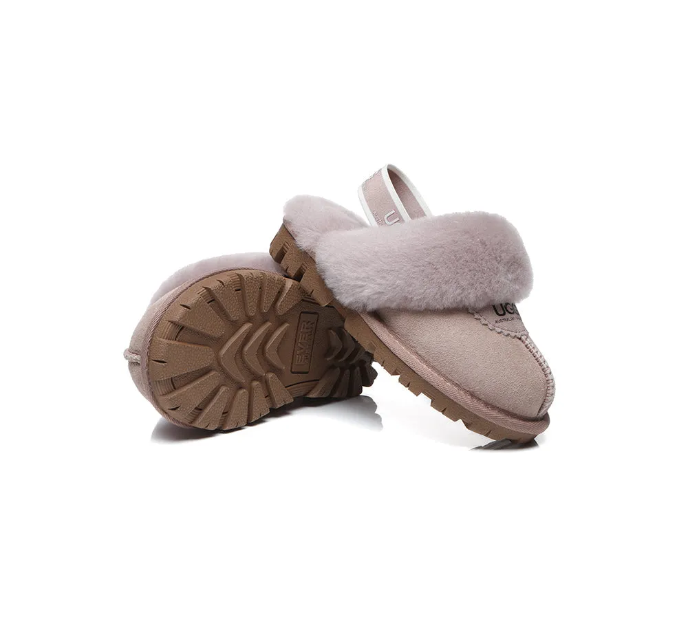 AUSTRALIAN SHEPHERD® UGG Kids Sheepskin Wool Slingback Slippers Waffle Plus