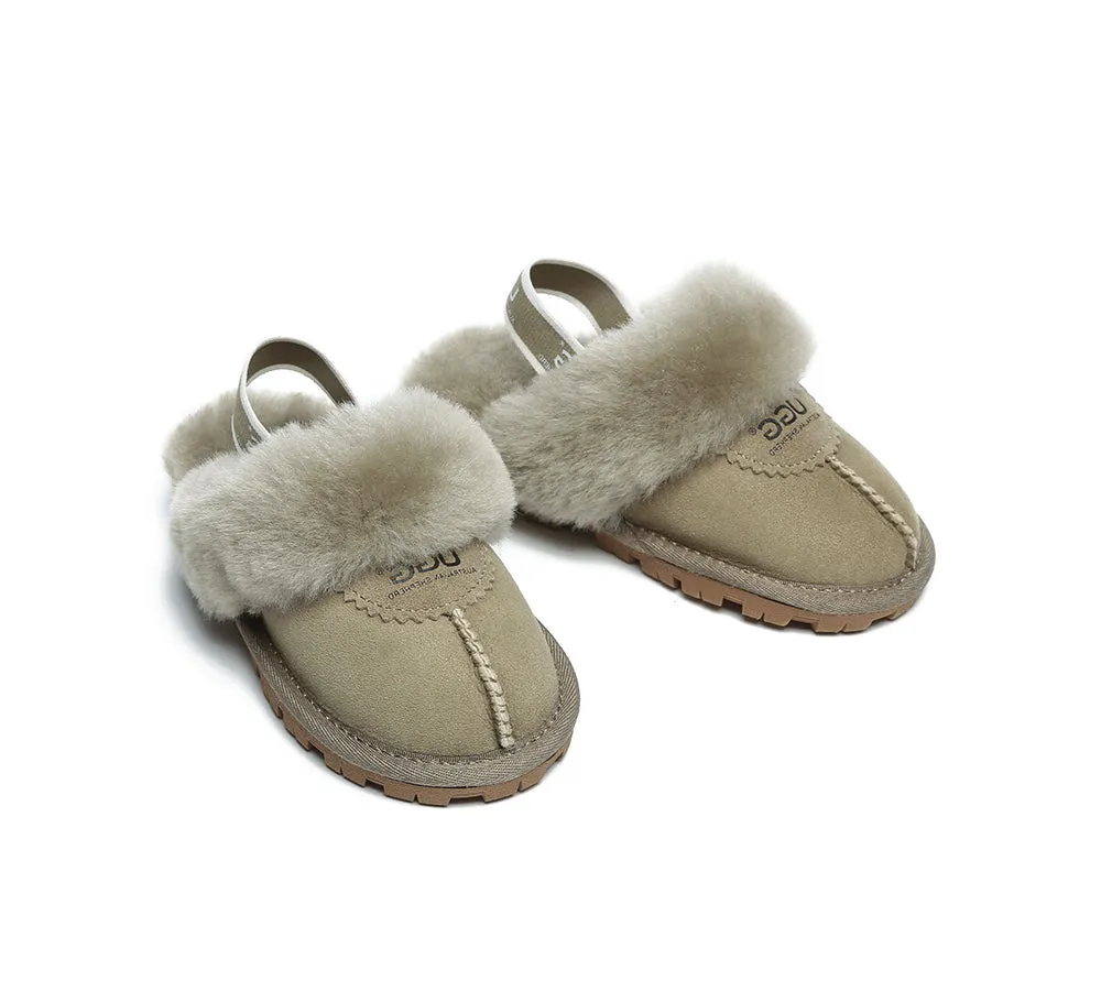 AUSTRALIAN SHEPHERD® UGG Kids Sheepskin Wool Slingback Slippers Waffle Plus