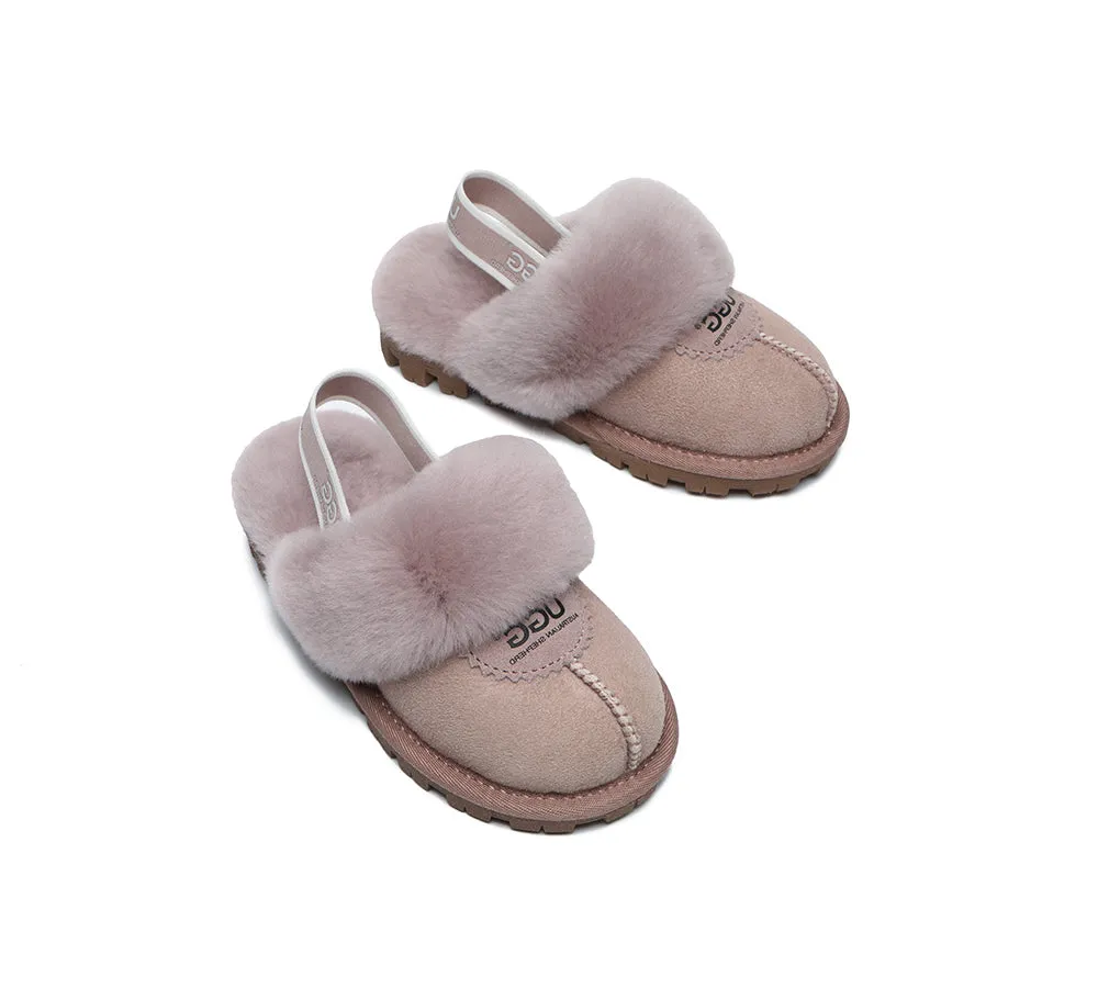 AUSTRALIAN SHEPHERD® UGG Kids Sheepskin Wool Slingback Slippers Waffle Plus