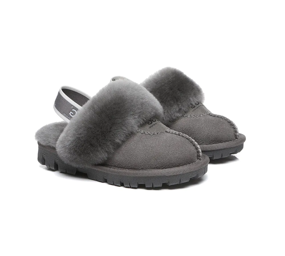 AUSTRALIAN SHEPHERD® UGG Kids Sheepskin Wool Slingback Slippers Waffle Plus