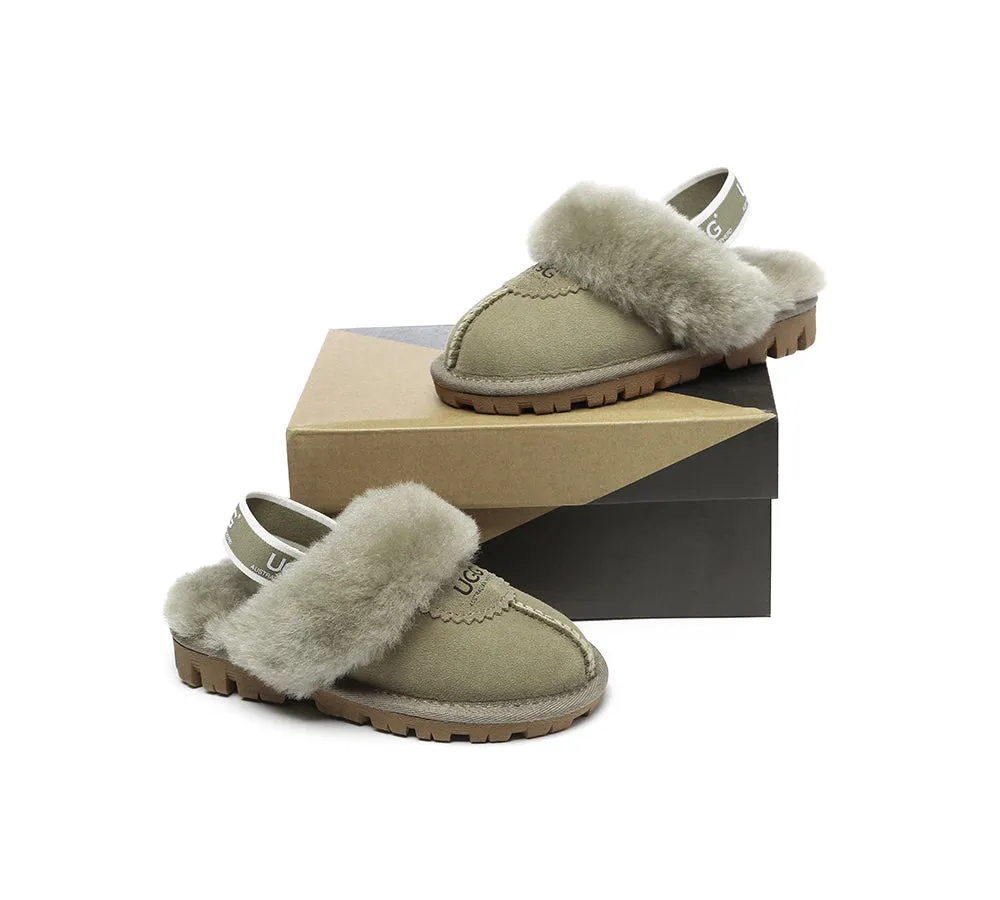 AUSTRALIAN SHEPHERD® UGG Kids Sheepskin Wool Slingback Slippers Waffle Plus