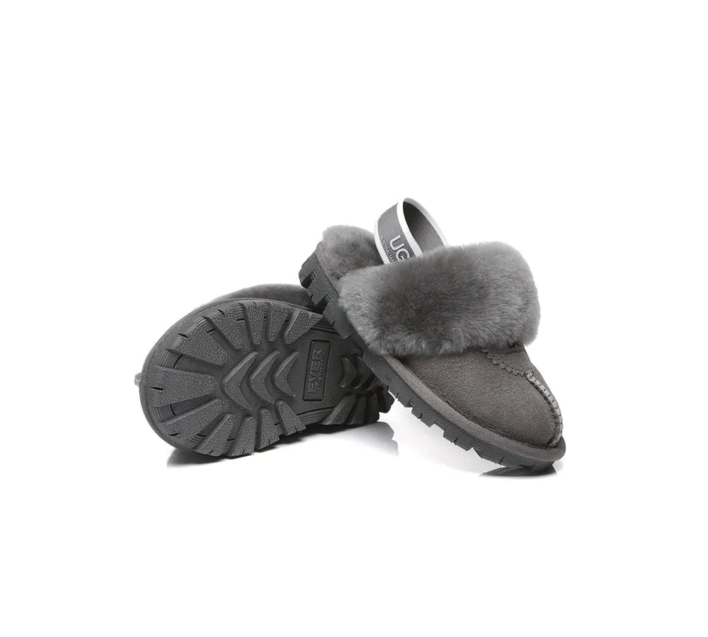 AUSTRALIAN SHEPHERD® UGG Kids Sheepskin Wool Slingback Slippers Waffle Plus