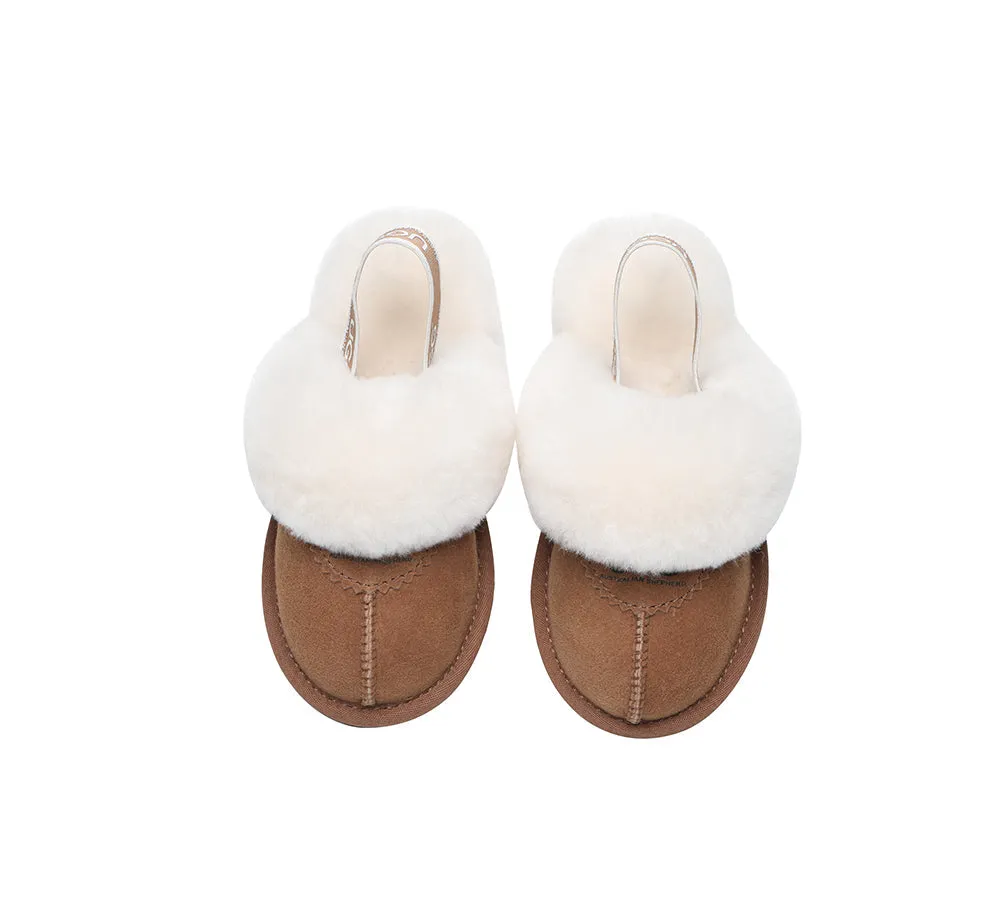 AUSTRALIAN SHEPHERD® UGG Kids Sheepskin Wool Slingback Slippers Waffle Plus