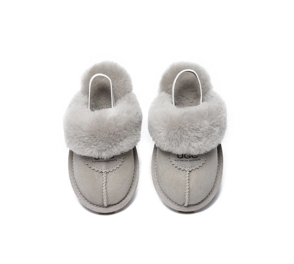 AUSTRALIAN SHEPHERD® UGG Kids Sheepskin Wool Slingback Slippers Waffle Plus