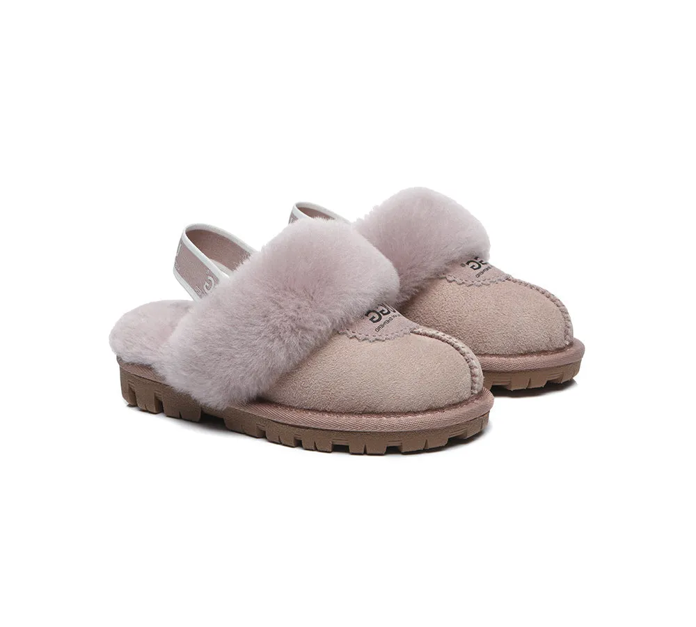 AUSTRALIAN SHEPHERD® UGG Kids Sheepskin Wool Slingback Slippers Waffle Plus