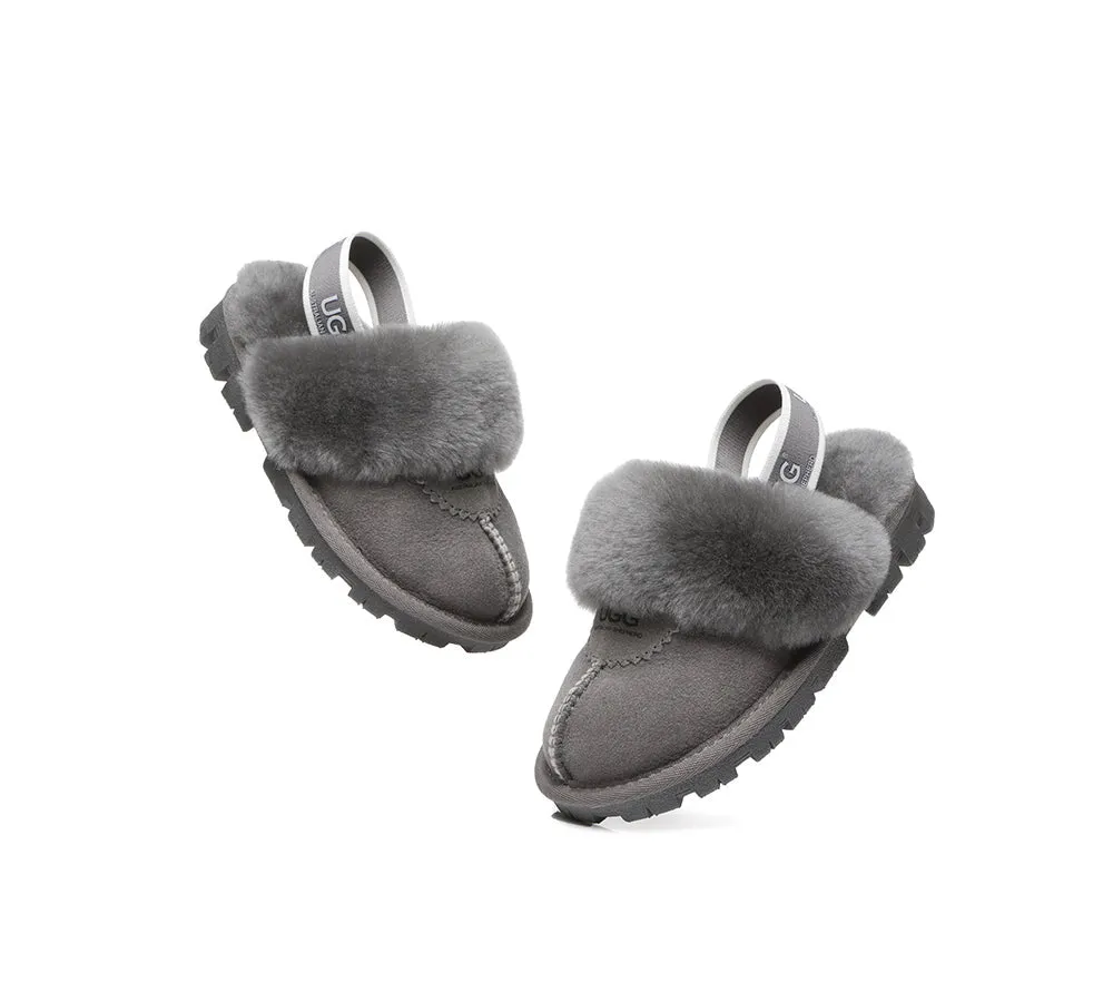 AUSTRALIAN SHEPHERD® UGG Kids Sheepskin Wool Slingback Slippers Waffle Plus