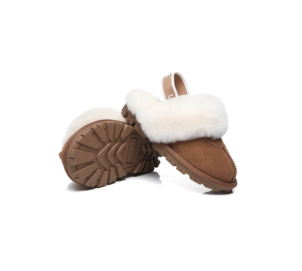 AUSTRALIAN SHEPHERD® UGG Kids Sheepskin Wool Slingback Slippers Waffle Plus