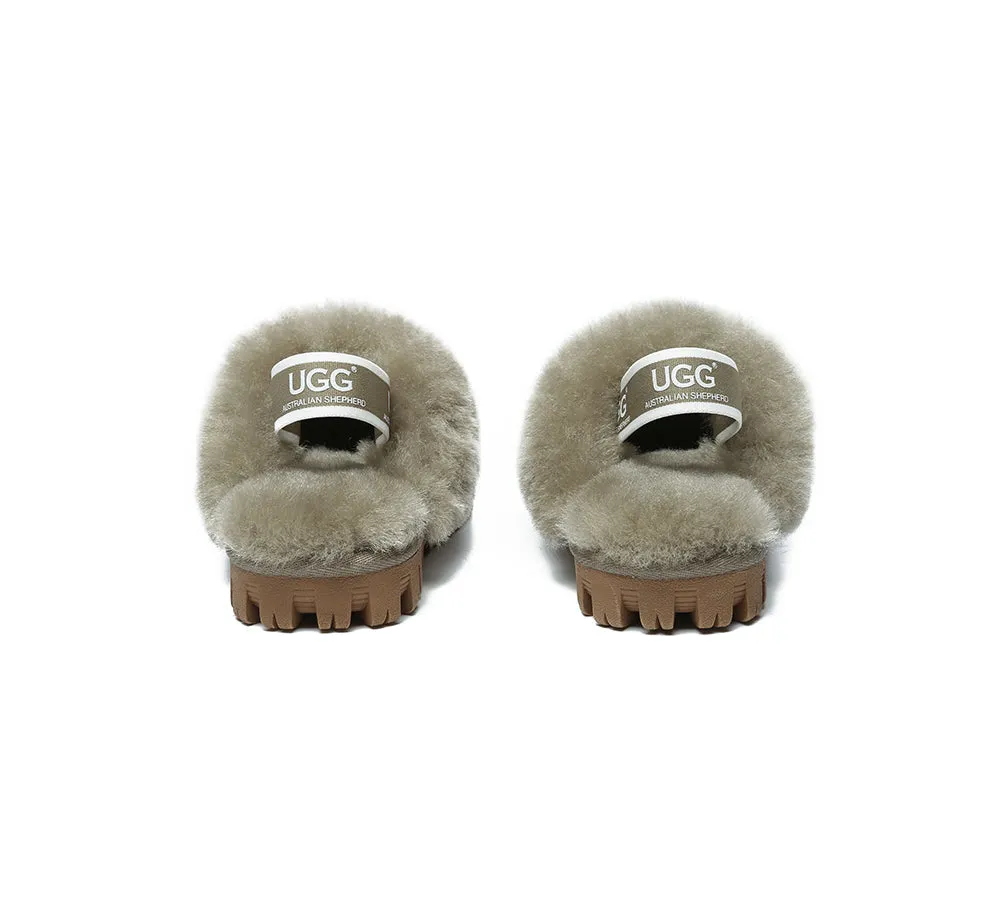 AUSTRALIAN SHEPHERD® UGG Kids Sheepskin Wool Slingback Slippers Waffle Plus