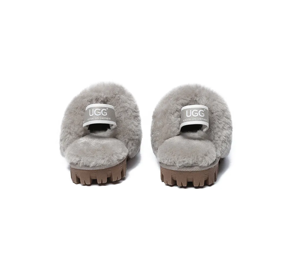 AUSTRALIAN SHEPHERD® UGG Kids Sheepskin Wool Slingback Slippers Waffle Plus